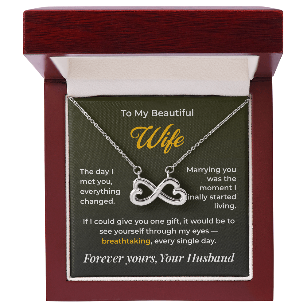 ShineOn Fulfillment Jewelry 14k White Gold Finish / Luxury Box Husband->Wife - Endless Love Necklace - GHR1271