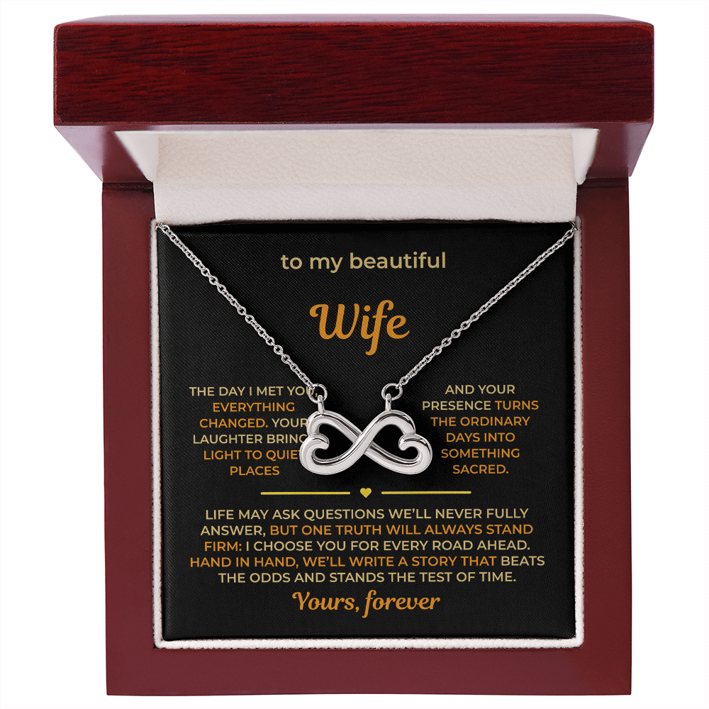 ShineOn Fulfillment Jewelry 14k White Gold Finish / Luxury Box Husband->Wife - Endless Love Necklace - GHR1274
