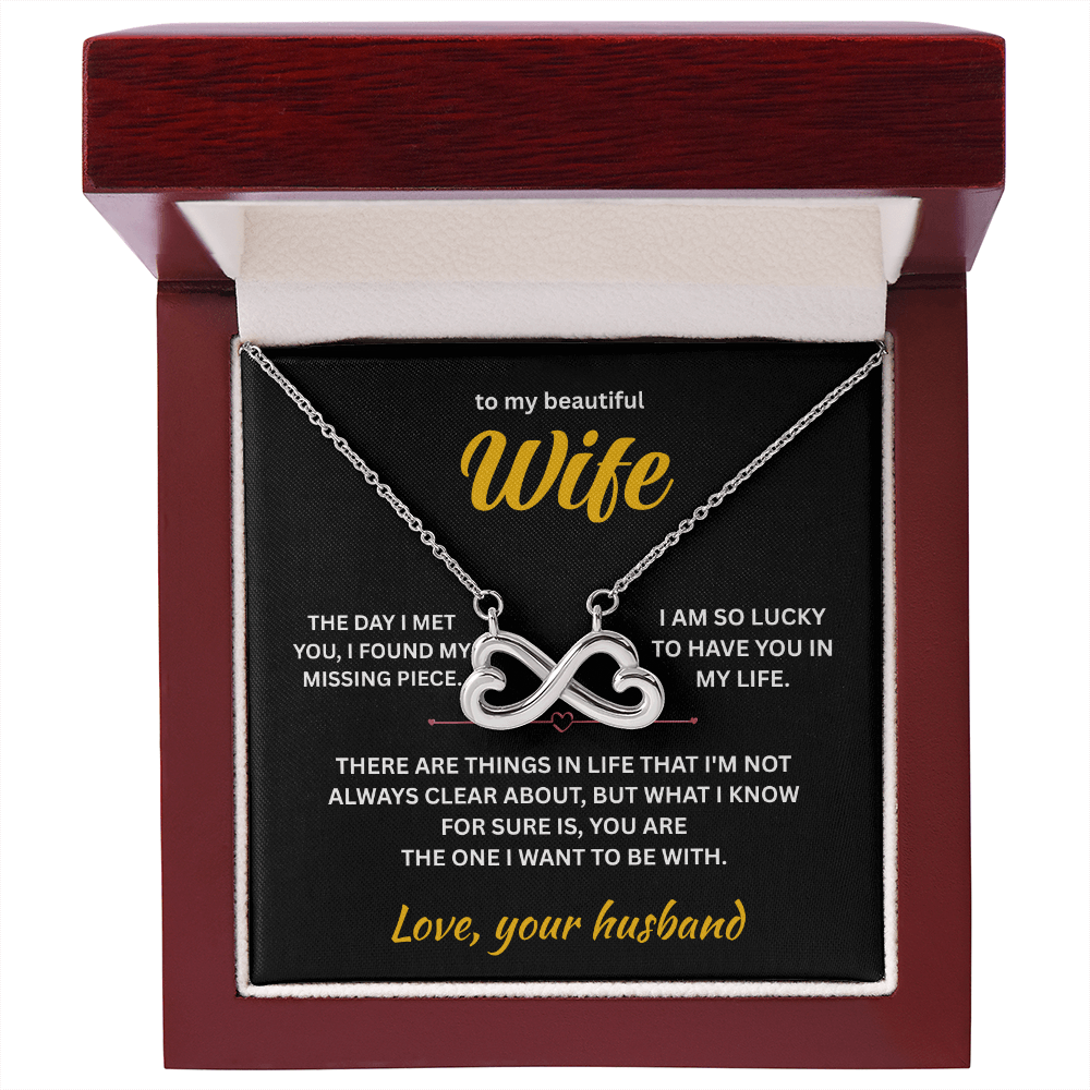 ShineOn Fulfillment Jewelry 14k White Gold Finish / Luxury Box Husband->Wife - Endless Love Necklace - GHR1283