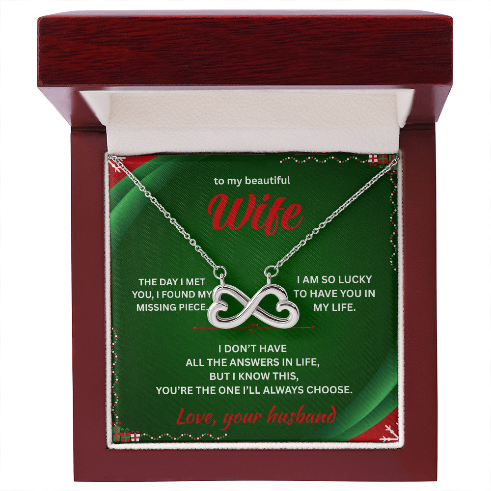 ShineOn Fulfillment Jewelry 14k White Gold Finish / Luxury Box Husband->Wife - Endless Love Necklace - GHR1286