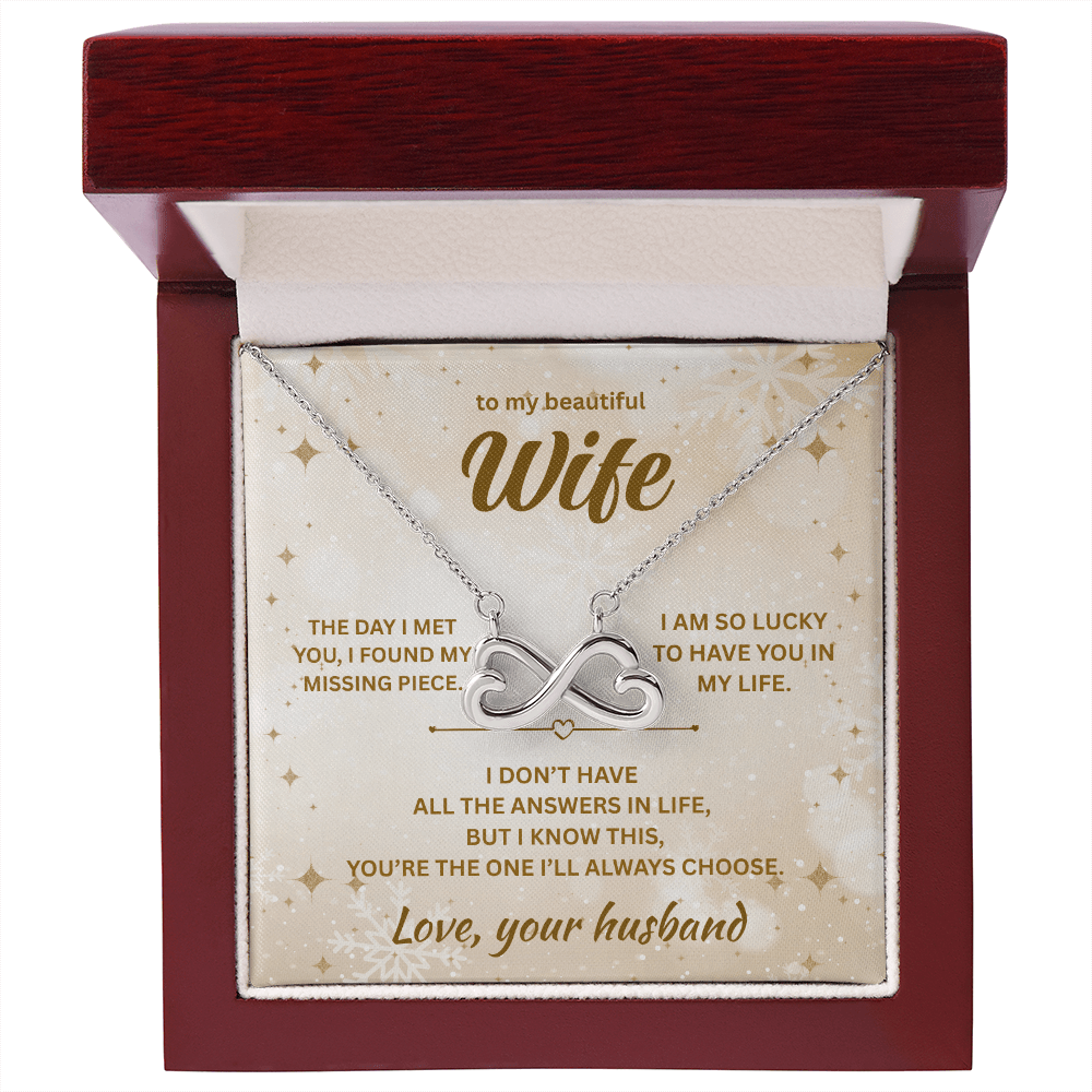 ShineOn Fulfillment Jewelry 14k White Gold Finish / Luxury Box Husband->Wife - Endless Love Necklace - GHR1289