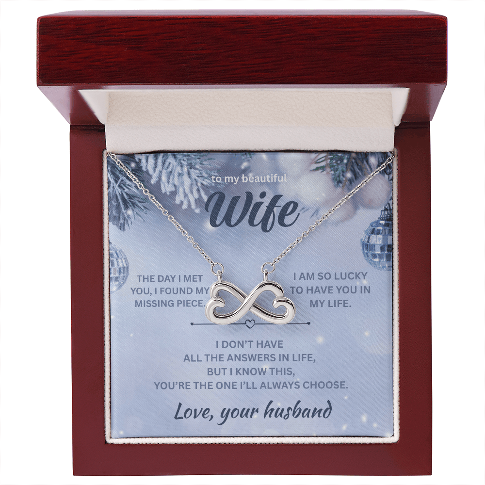 ShineOn Fulfillment Jewelry 14k White Gold Finish / Luxury Box Husband->Wife - Endless Love Necklace - GHR1292