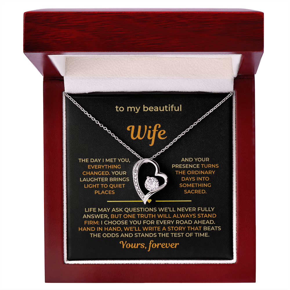 ShineOn Fulfillment Jewelry 14k White Gold Finish / Luxury Box Husband->Wife - Forever Love Necklace - GHR1273