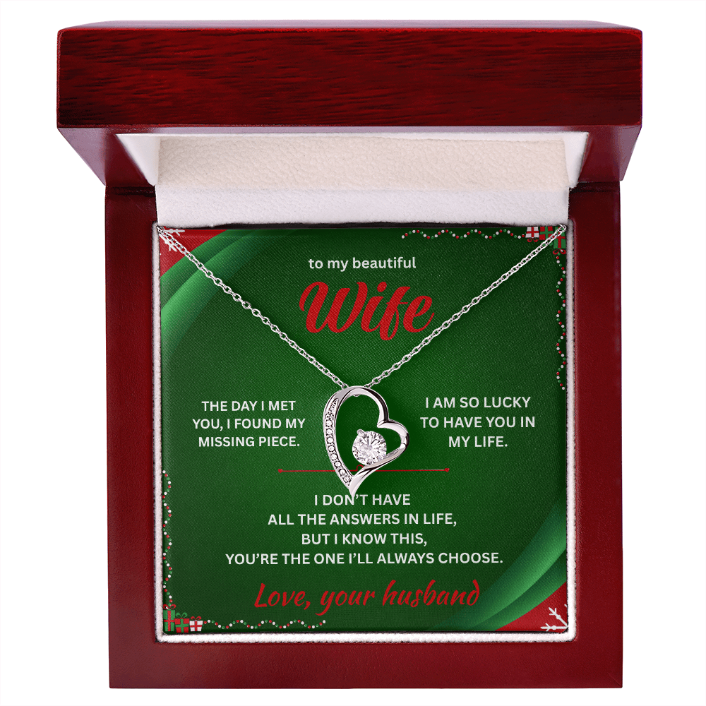 ShineOn Fulfillment Jewelry 14k White Gold Finish / Luxury Box Husband=>Wife - Forever Love Necklace - GHR1285