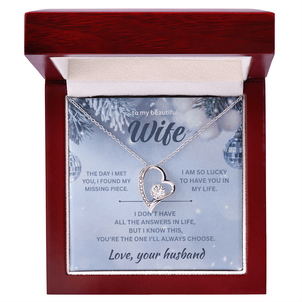 ShineOn Fulfillment Jewelry 14k White Gold Finish / Luxury Box Husband=>Wife - Forever Love Necklace - GHR1291