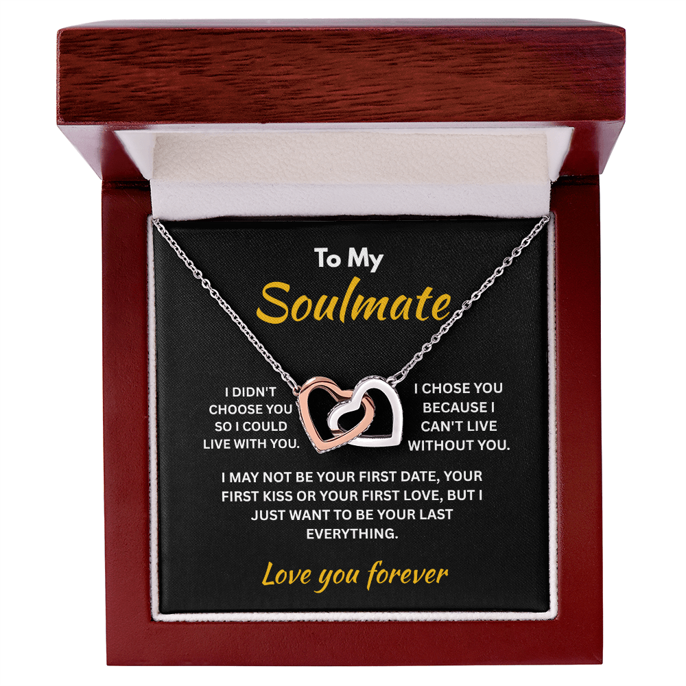 ShineOn Fulfillment Jewelry 14k White Gold Finish / Luxury Box Soulmate - Interlocking Hearts Necklace - GHR1312