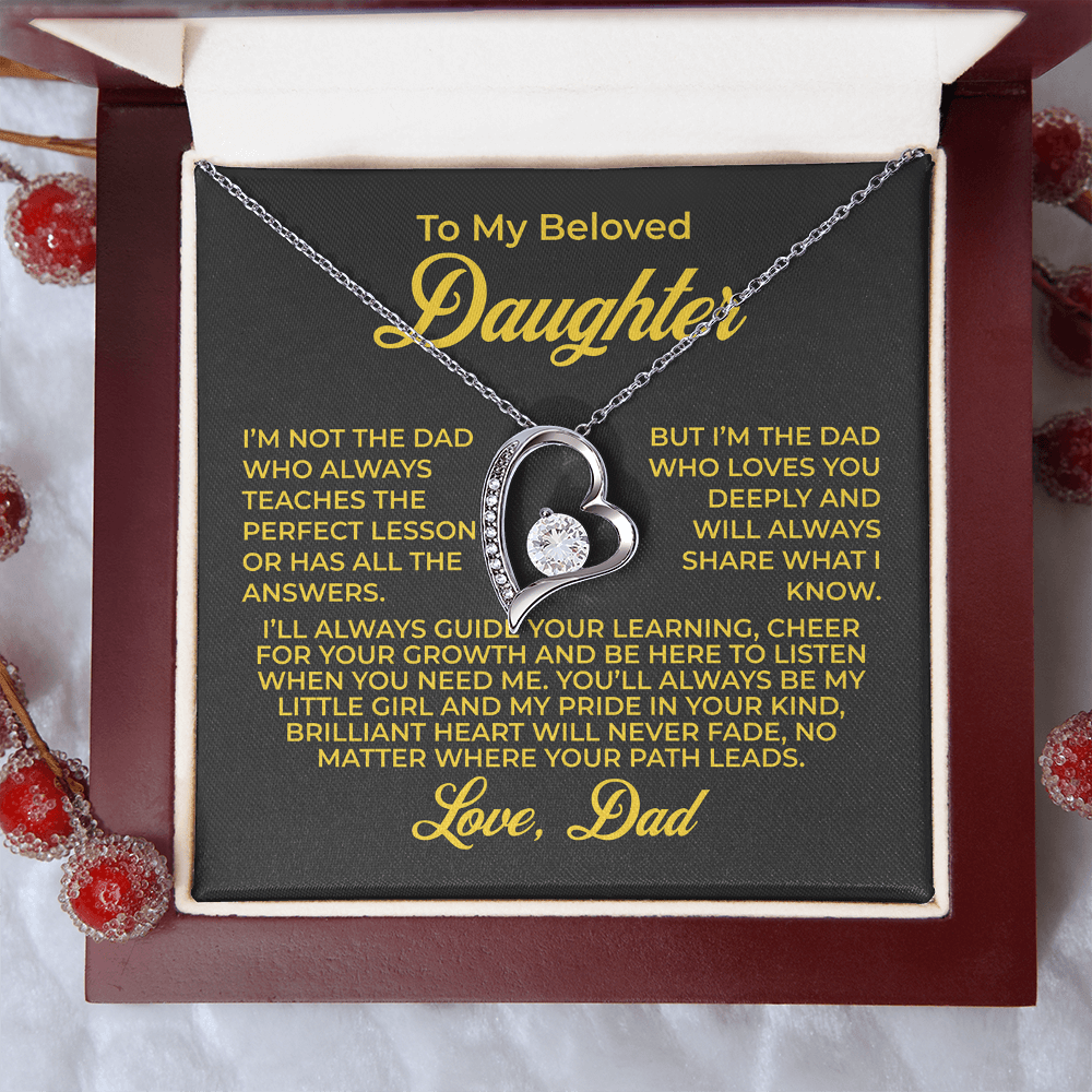ShineOn Fulfillment Jewelry 14k White Gold Finish / Luxury Box To My Beloved Daughter - Forever Love Necklace - GHR1102