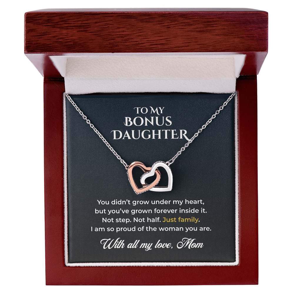ShineOn Fulfillment Jewelry 14k White Gold Finish / Luxury Box To My Bonus Daughter – Just Family - GHR1220