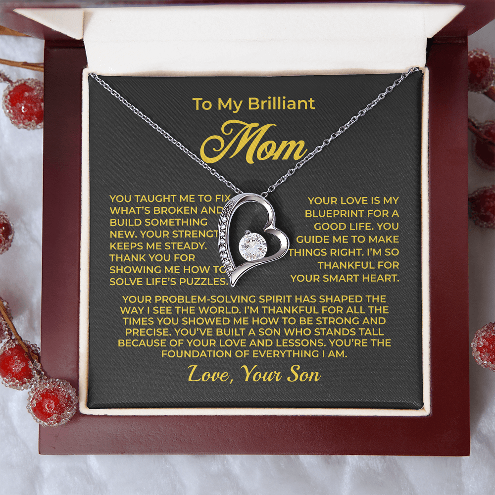 ShineOn Fulfillment Jewelry 14k White Gold Finish / Luxury Box To My Brilliant Mom - Forever Love Necklace - GHR1096