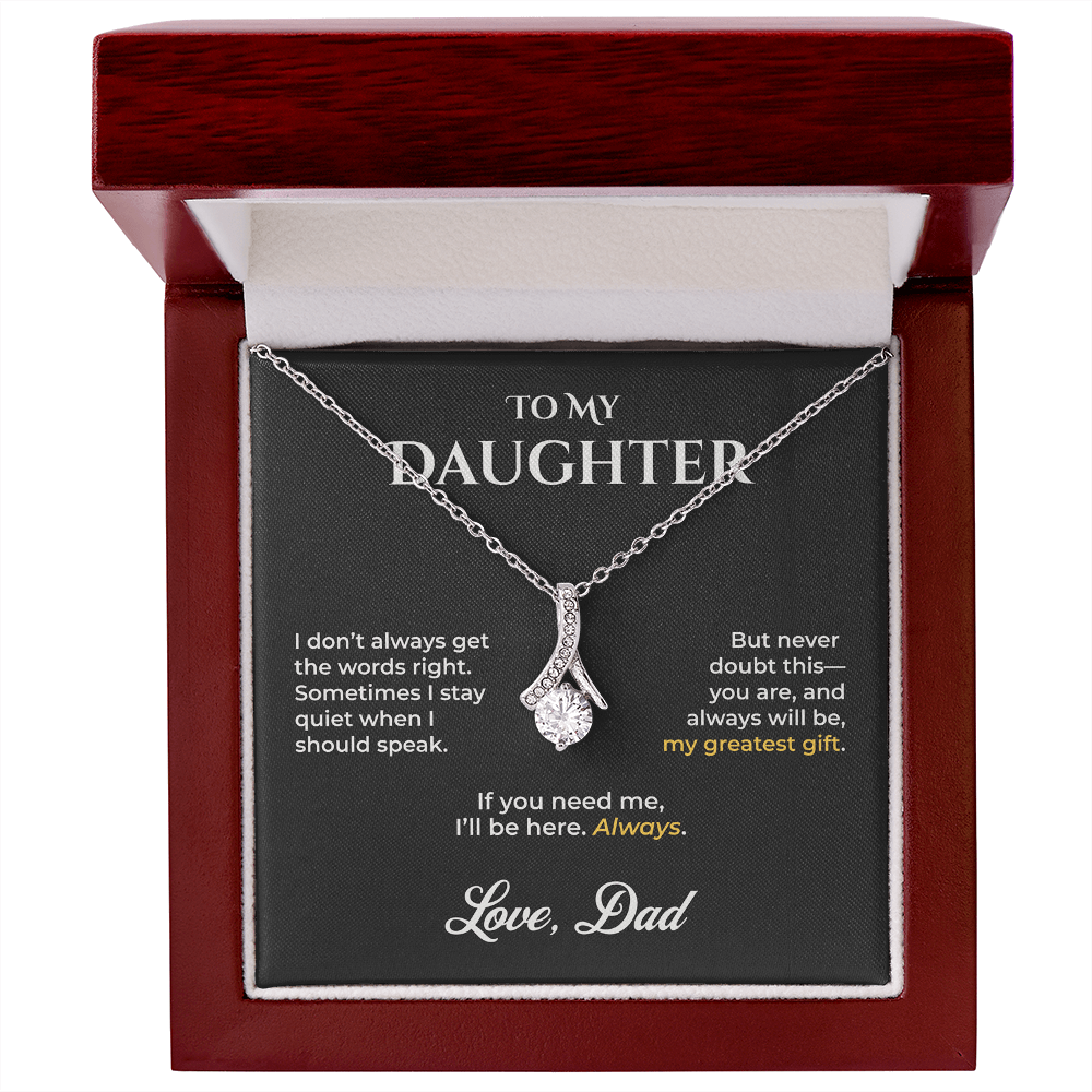 ShineOn Fulfillment Jewelry 14k White Gold Finish / Luxury Box To My Daughter - Alluring Beauty Necklace - GHR1199
