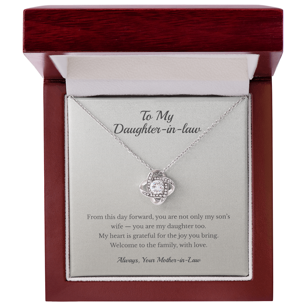ShineOn Fulfillment Jewelry 14K White Gold Finish / Luxury Box To My Daughter-in-Law – Welcome to the Family - GHR1208