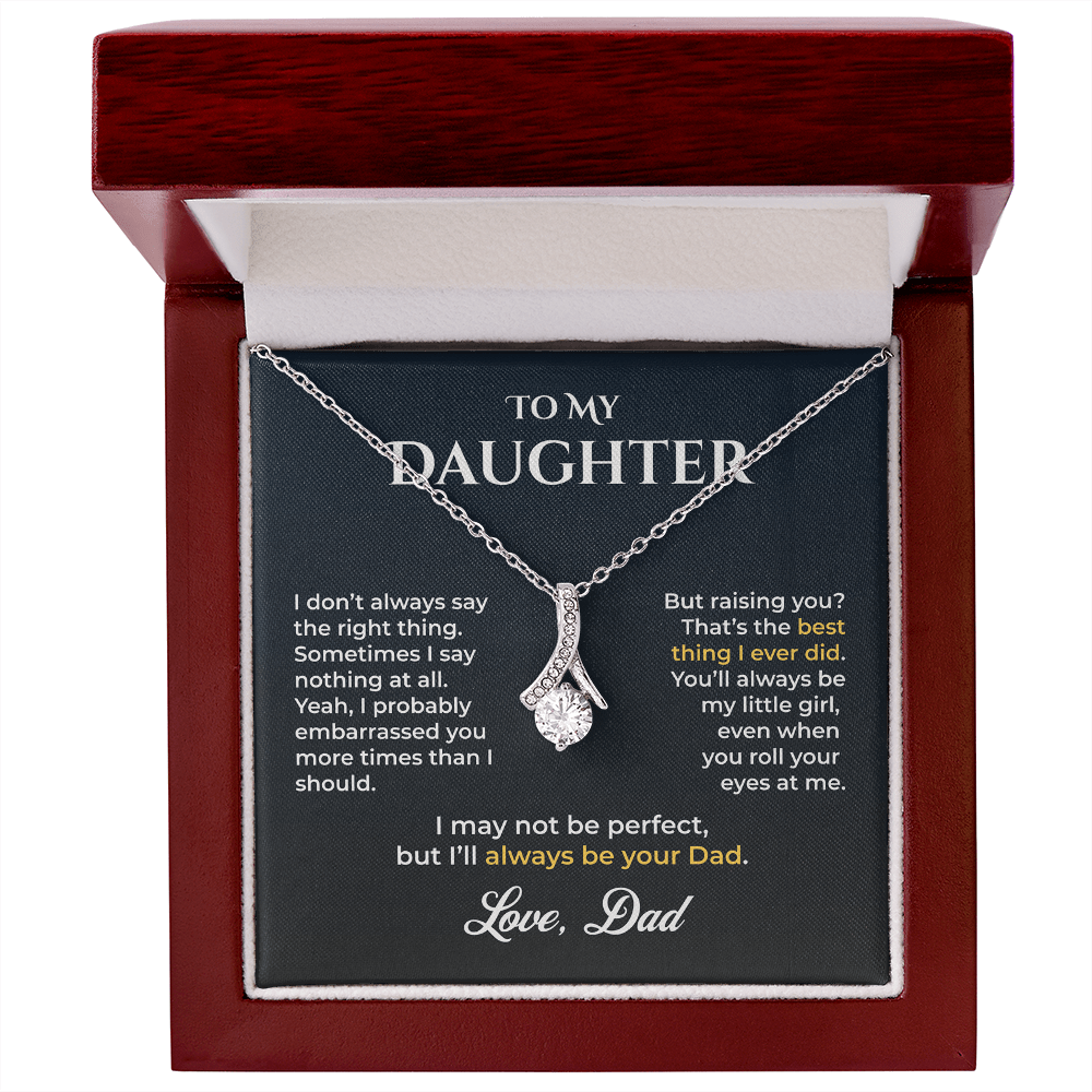 ShineOn Fulfillment Jewelry 14k White Gold Finish / Luxury Box To My Daughter Necklace – GHR1203