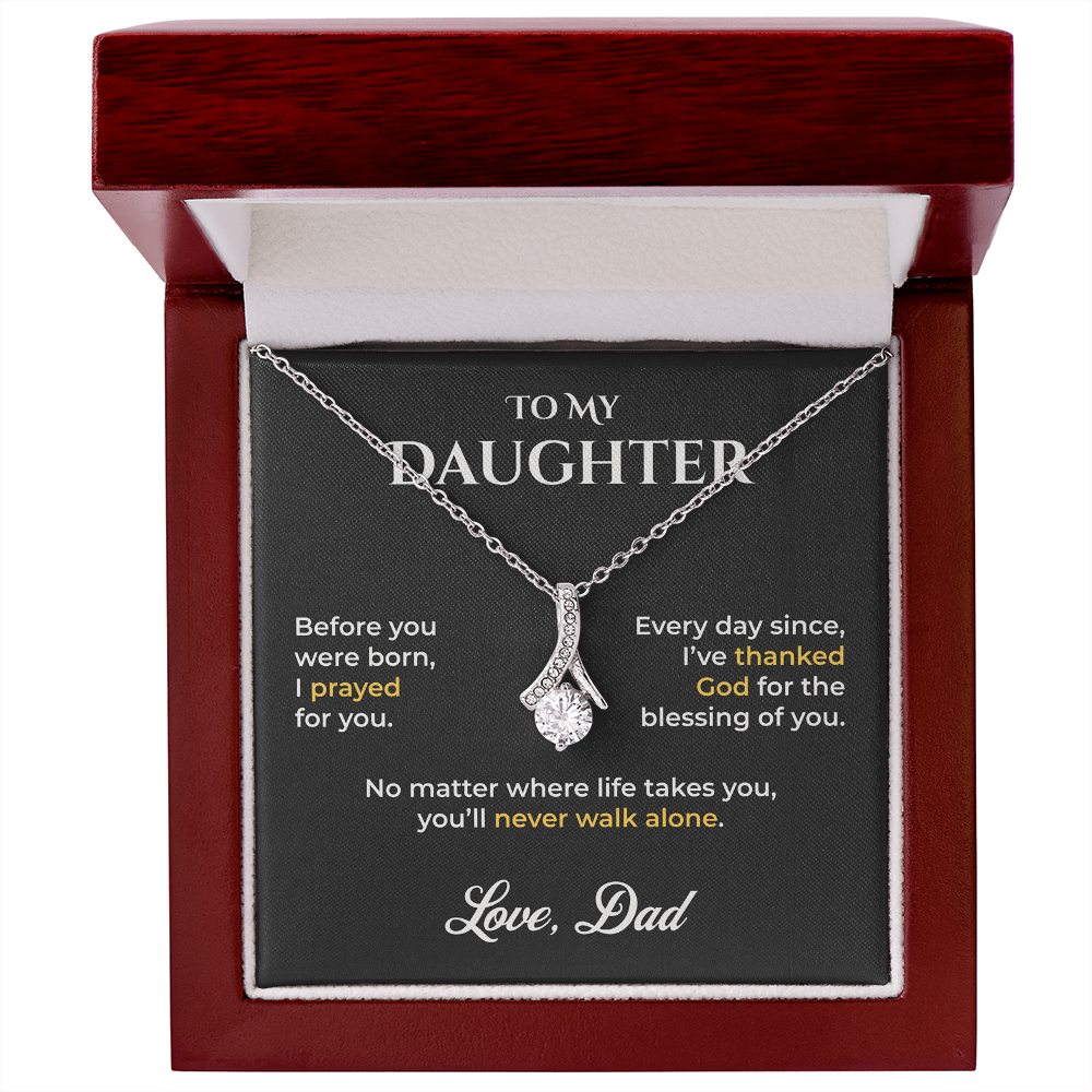 ShineOn Fulfillment Jewelry 14k White Gold Finish / Luxury Box To My Daughter Necklace – God's Blessing from Dad - GHR1201