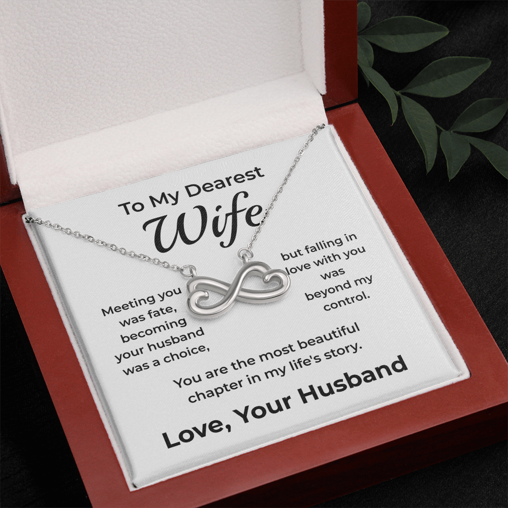 ShineOn Fulfillment Jewelry 14k White Gold Finish / Luxury Box To My Dearest Wife – Endless-Love Necklace