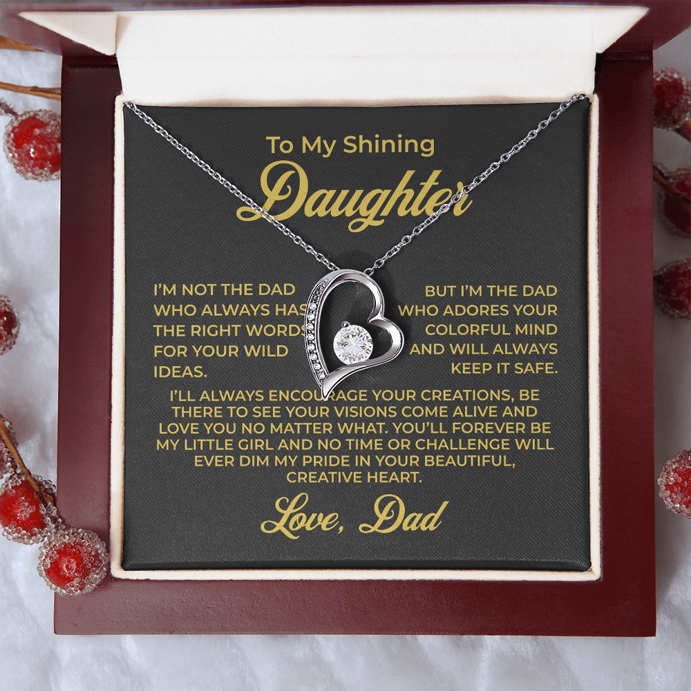 ShineOn Fulfillment Jewelry 14k White Gold Finish / Luxury Box To My Shining Daughter - Forever Love Necklace - GHR1095