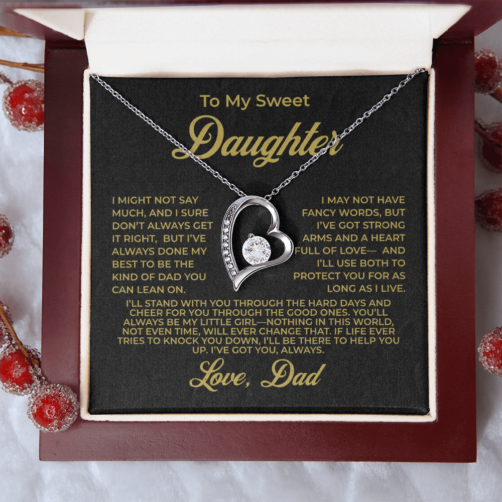 ShineOn Fulfillment Jewelry 14k White Gold Finish / Luxury Box To My Sweet Daughter - Forever Love Necklace - GHR1085