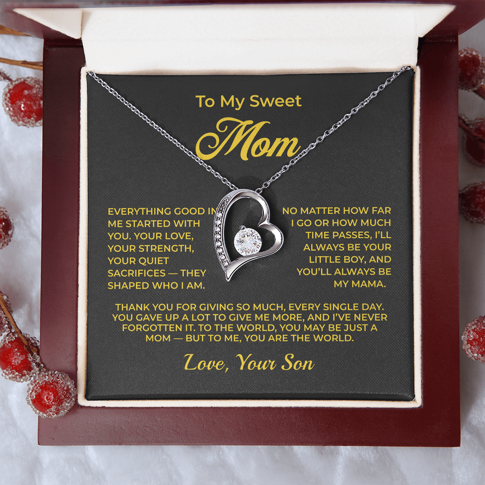 ShineOn Fulfillment Jewelry 14k White Gold Finish / Luxury Box To My Sweet Mom - Forever Love Necklace - GHR1098