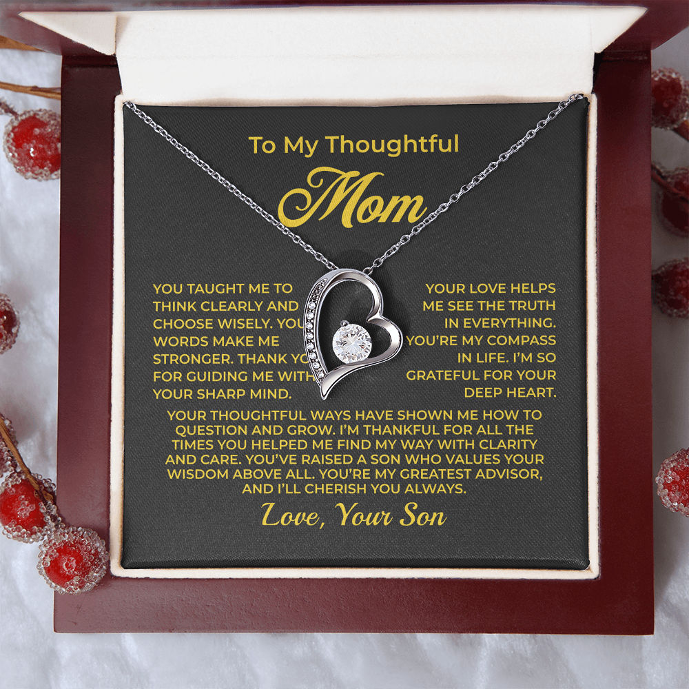 ShineOn Fulfillment Jewelry 14k White Gold Finish / Luxury Box To My Thoughtful Mom - Forever Love Necklace - GHR1101
