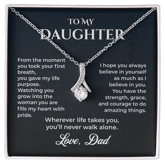 ShineOn Fulfillment Jewelry 14k White Gold Finish / Standard Box Dad->Daughter – Alluring Beauty Necklace - GHR1232