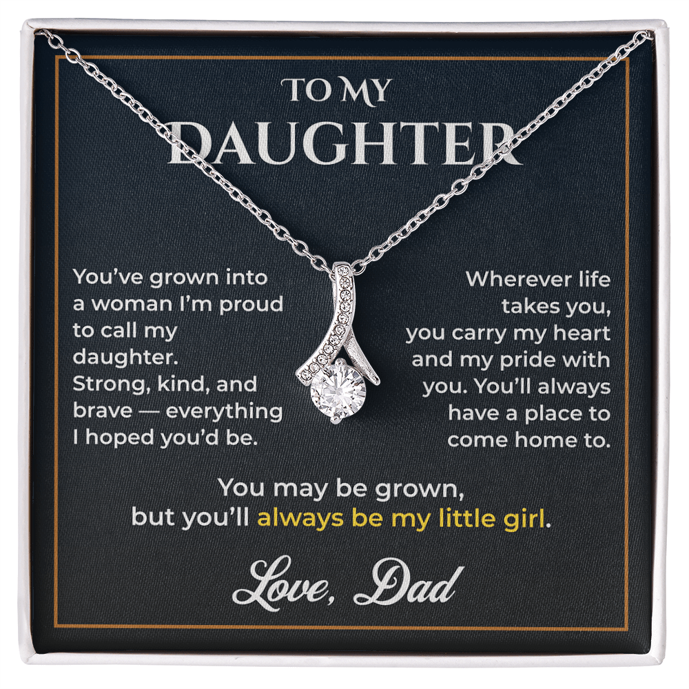 ShineOn Fulfillment Jewelry 14k White Gold Finish / Standard Box Dad->Daughter - Alluring Beauty Necklace - GHR1234