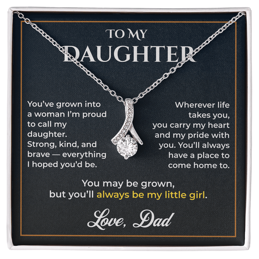 ShineOn Fulfillment Jewelry 14k White Gold Finish / Standard Box Dad->Daughter - Alluring Beauty Necklace - GHR1234