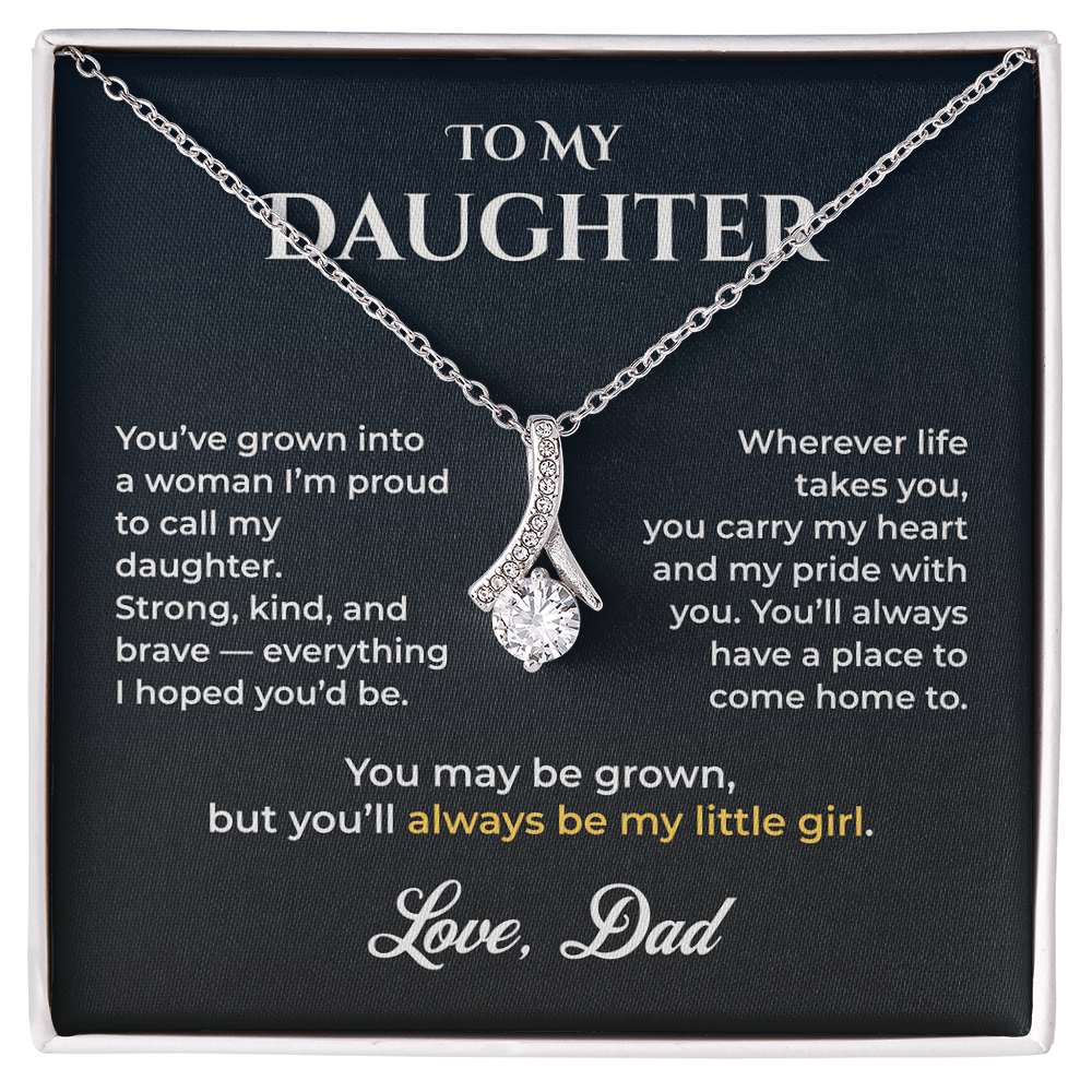 ShineOn Fulfillment Jewelry 14k White Gold Finish / Standard Box Dad->Daughter - Alluring Beauty Necklace - GHR1236