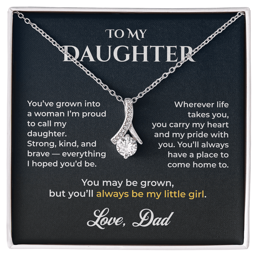 ShineOn Fulfillment Jewelry 14k White Gold Finish / Standard Box Dad->Daughter - Alluring Beauty Necklace - GHR1236
