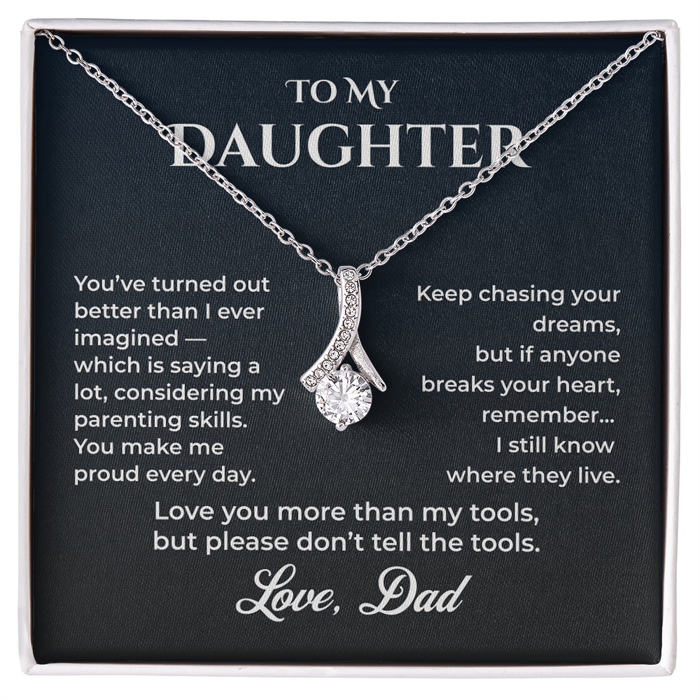 ShineOn Fulfillment Jewelry 14k White Gold Finish / Standard Box Dad->Daughter - Alluring Beauty Necklace - GHR1237