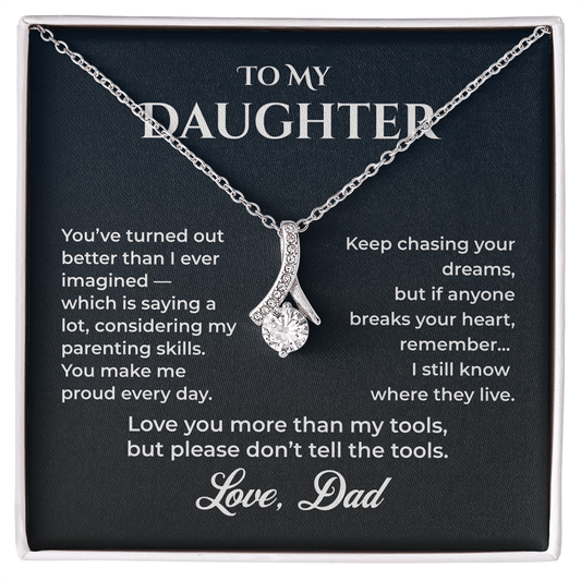 ShineOn Fulfillment Jewelry 14k White Gold Finish / Standard Box Dad->Daughter - Alluring Beauty Necklace - GHR1237