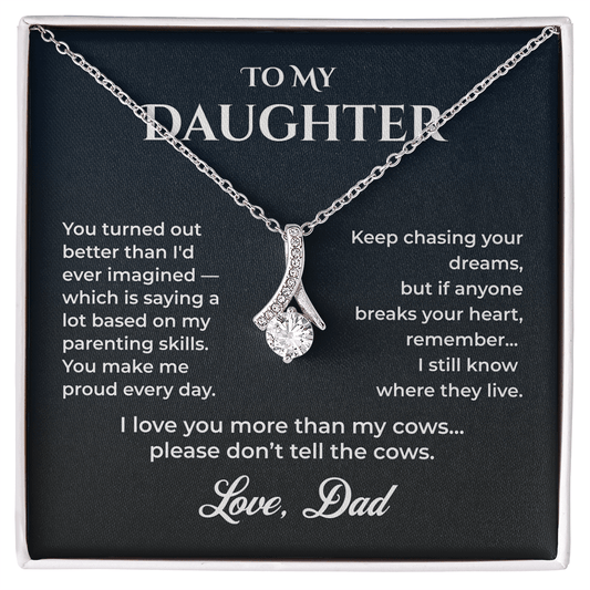 ShineOn Fulfillment Jewelry 14k White Gold Finish / Standard Box Dad->Daughter - Alluring Beauty Necklace - GHR1238