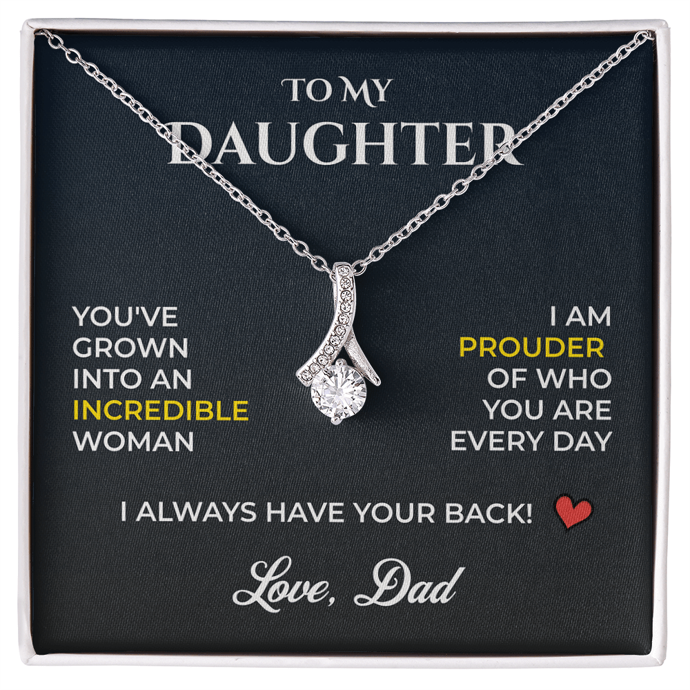 ShineOn Fulfillment Jewelry 14k White Gold Finish / Standard Box Dad->Daughter Gift - Alluring Beauty Necklace - GHR1251