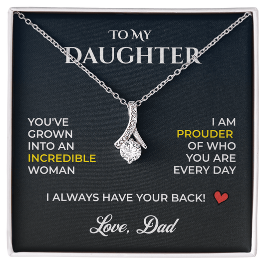 ShineOn Fulfillment Jewelry 14k White Gold Finish / Standard Box Dad->Daughter Gift - Alluring Beauty Necklace - GHR1251