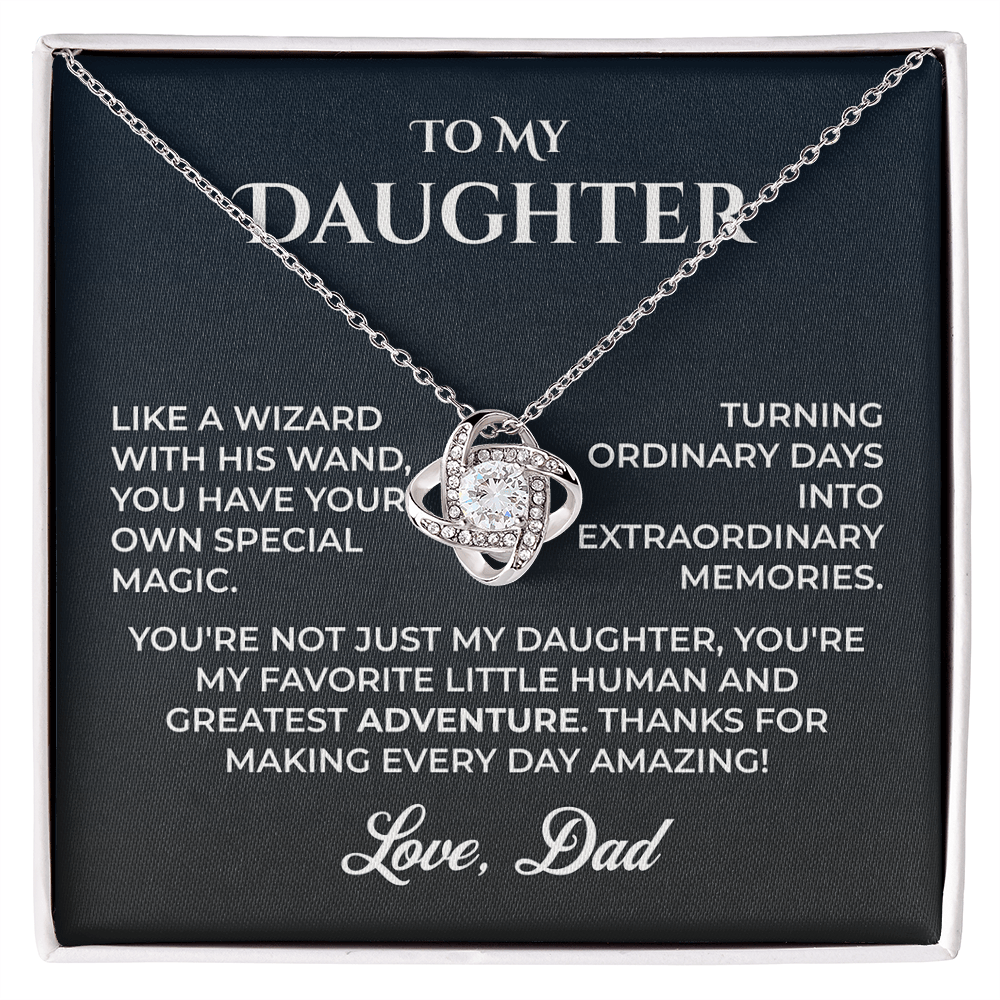 ShineOn Fulfillment Jewelry 14K White Gold Finish / Standard Box Dad->Daughter - Love Knot - GHR1243