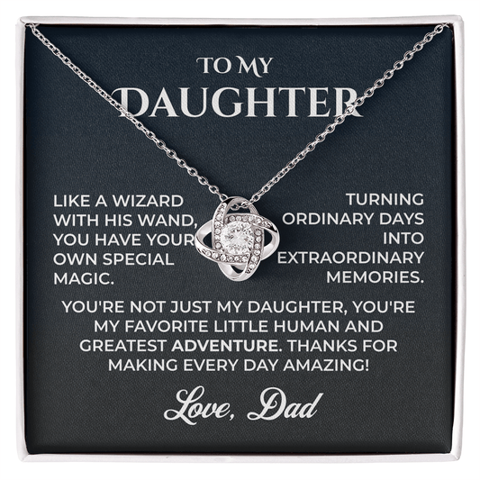 ShineOn Fulfillment Jewelry 14K White Gold Finish / Standard Box Dad->Daughter - Love Knot - GHR1243