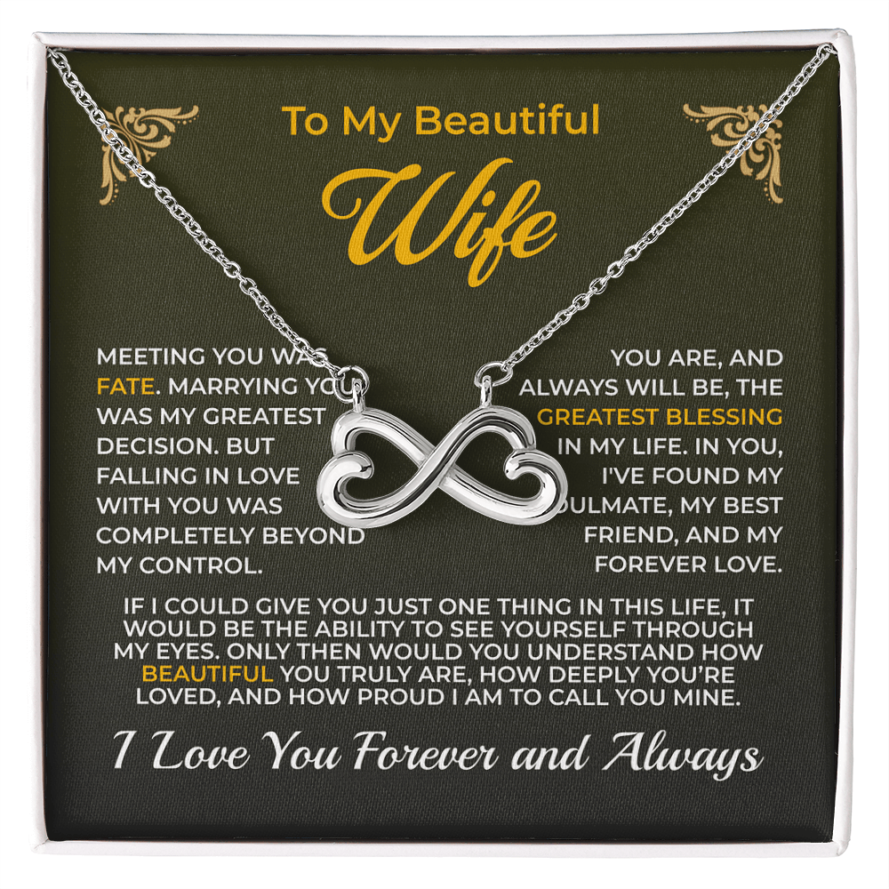 ShineOn Fulfillment Jewelry 14k White Gold Finish / Standard Box Husband->Wife - Endless Love Necklace - GHR1265