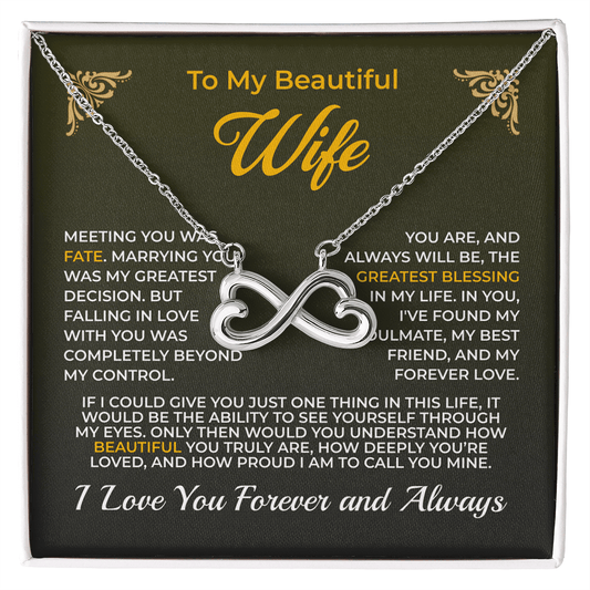 ShineOn Fulfillment Jewelry 14k White Gold Finish / Standard Box Husband->Wife - Endless Love Necklace - GHR1265
