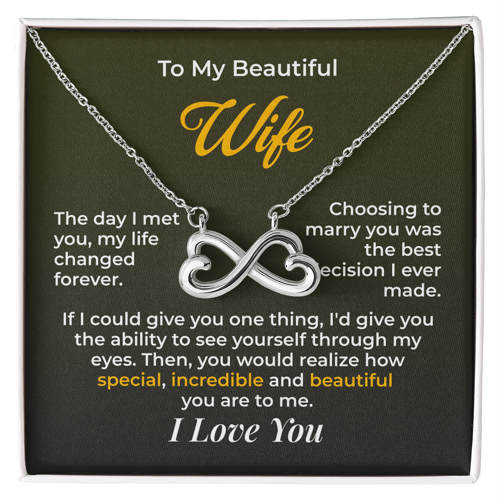 ShineOn Fulfillment Jewelry 14k White Gold Finish / Standard Box Husband->Wife - Endless Love Necklace - GHR1268