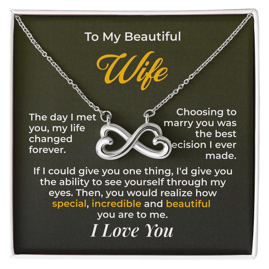 ShineOn Fulfillment Jewelry 14k White Gold Finish / Standard Box Husband->Wife - Endless Love Necklace - GHR1268