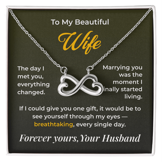 ShineOn Fulfillment Jewelry 14k White Gold Finish / Standard Box Husband->Wife - Endless Love Necklace - GHR1271