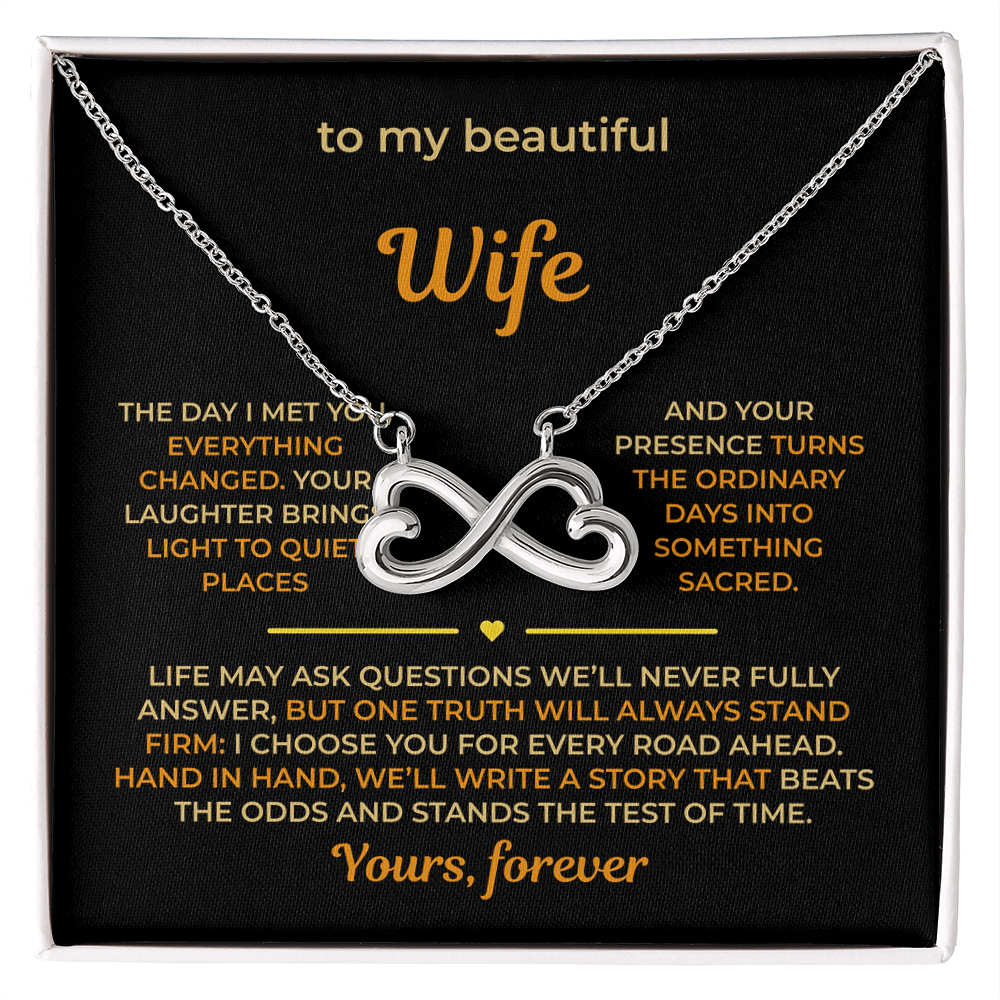 ShineOn Fulfillment Jewelry 14k White Gold Finish / Standard Box Husband->Wife - Endless Love Necklace - GHR1274