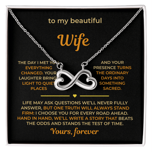 ShineOn Fulfillment Jewelry 14k White Gold Finish / Standard Box Husband->Wife - Endless Love Necklace - GHR1274