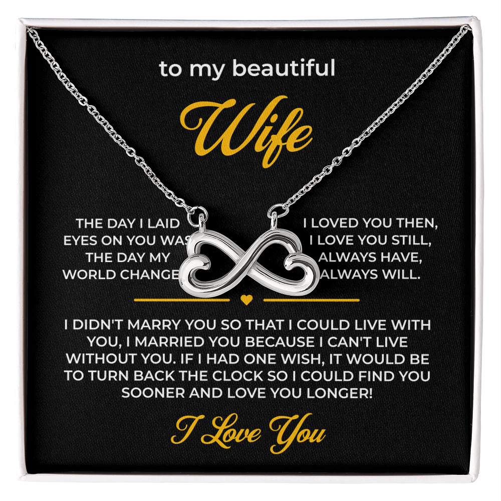 ShineOn Fulfillment Jewelry 14k White Gold Finish / Standard Box Husband->Wife - Endless Love Necklace - GHR1277