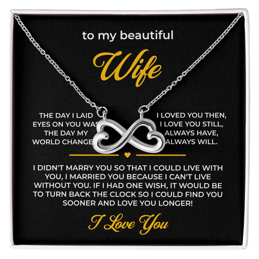 ShineOn Fulfillment Jewelry 14k White Gold Finish / Standard Box Husband->Wife - Endless Love Necklace - GHR1277