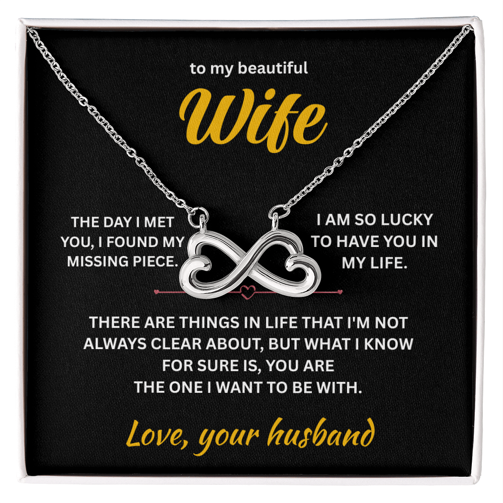 ShineOn Fulfillment Jewelry 14k White Gold Finish / Standard Box Husband->Wife - Endless Love Necklace - GHR1283