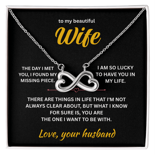 ShineOn Fulfillment Jewelry 14k White Gold Finish / Standard Box Husband->Wife - Endless Love Necklace - GHR1283