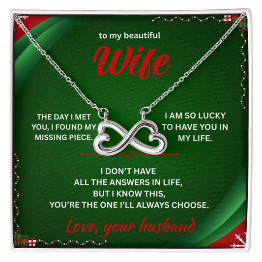 ShineOn Fulfillment Jewelry 14k White Gold Finish / Standard Box Husband->Wife - Endless Love Necklace - GHR1286