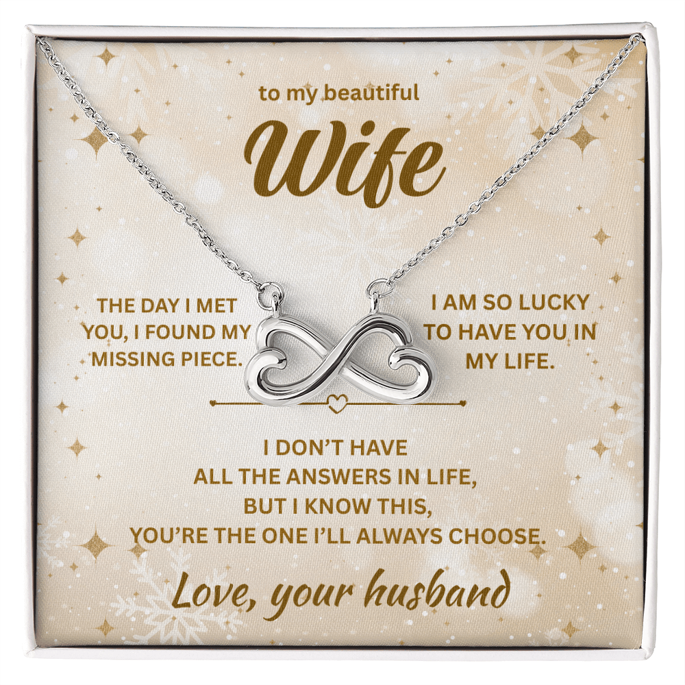 ShineOn Fulfillment Jewelry 14k White Gold Finish / Standard Box Husband->Wife - Endless Love Necklace - GHR1289