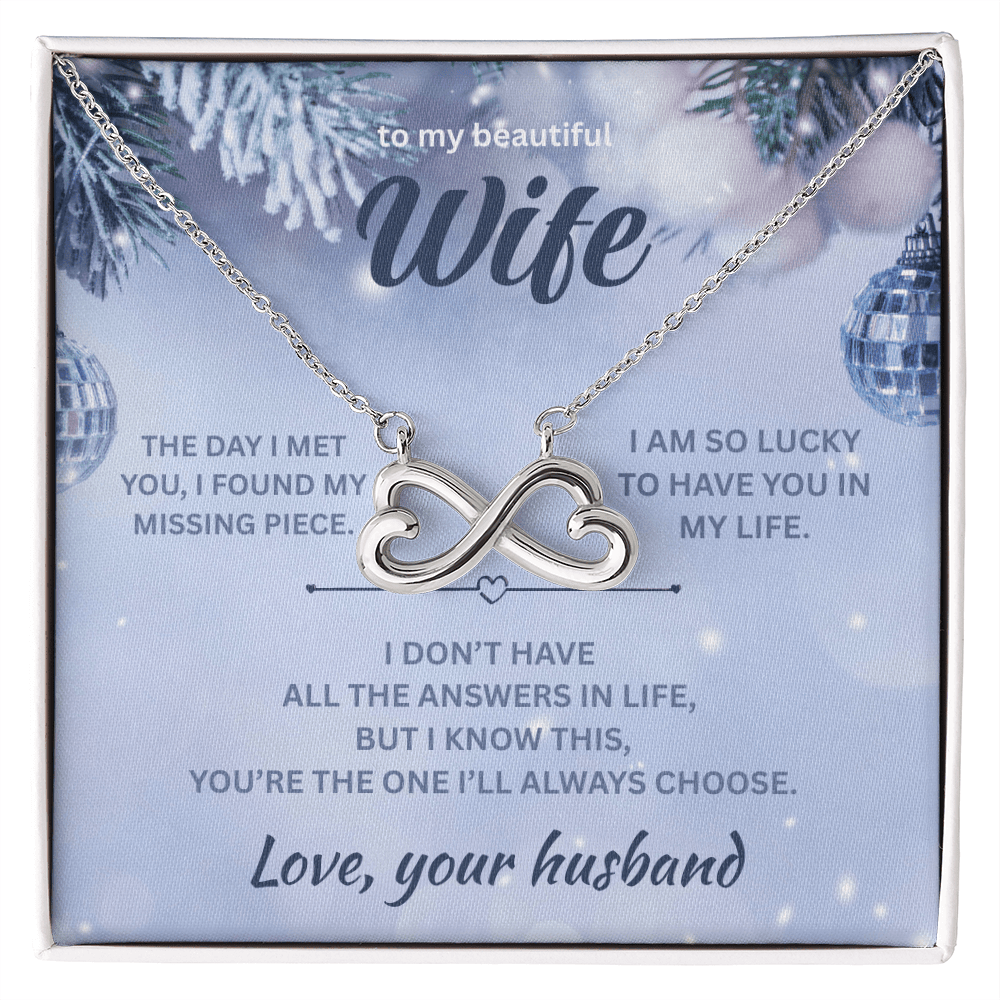 ShineOn Fulfillment Jewelry 14k White Gold Finish / Standard Box Husband->Wife - Endless Love Necklace - GHR1292
