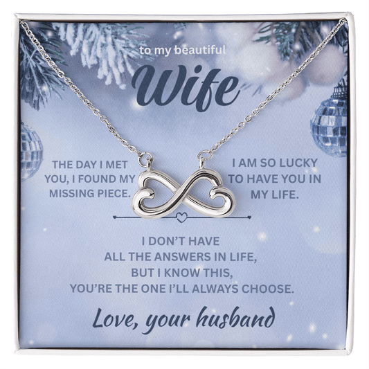 ShineOn Fulfillment Jewelry 14k White Gold Finish / Standard Box Husband->Wife - Endless Love Necklace - GHR1292