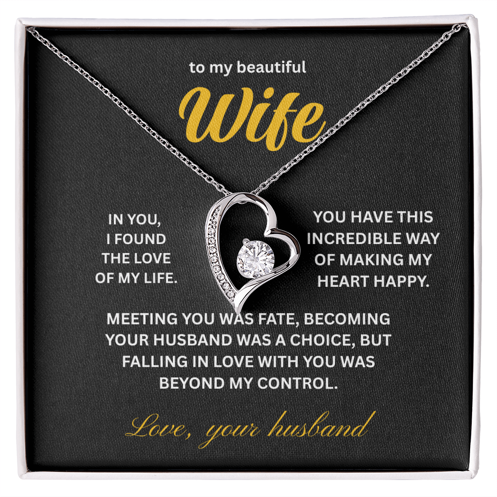 ShineOn Fulfillment Jewelry 14k White Gold Finish / Standard Box Husband->Wife - Forever Love Necklace - GHR1279
